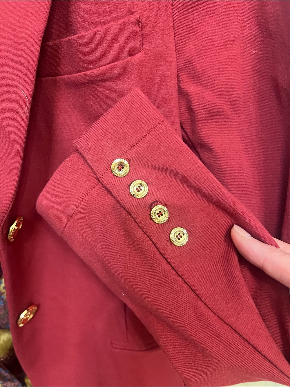 Red Women's Blazer Jacket - Floral Lined - Picture 4 of 5